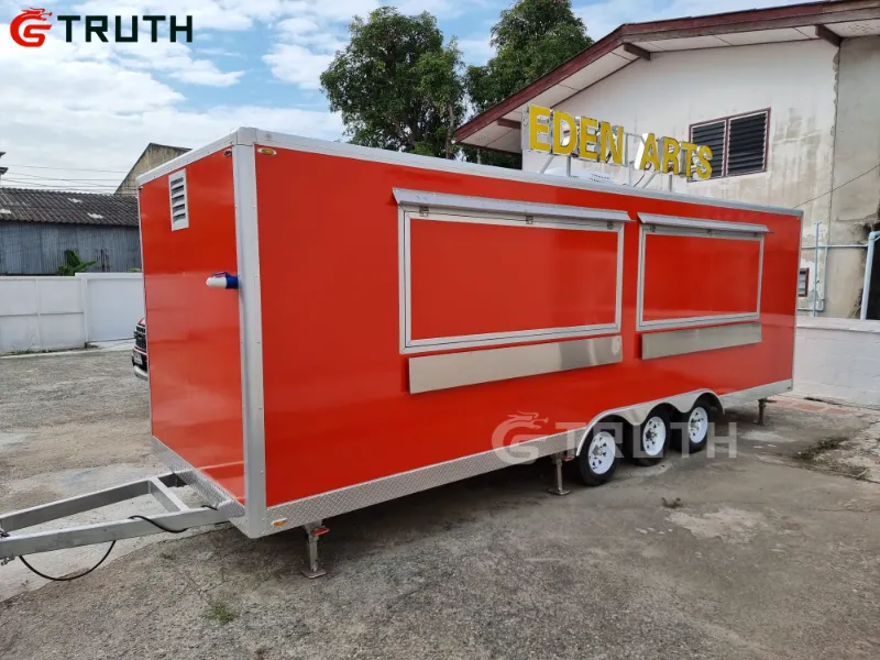 Thai Customer Successfully Launches a Pizza & BBQ Business with a 6.7m Red Food Trailer from Qingdao Truth Technology